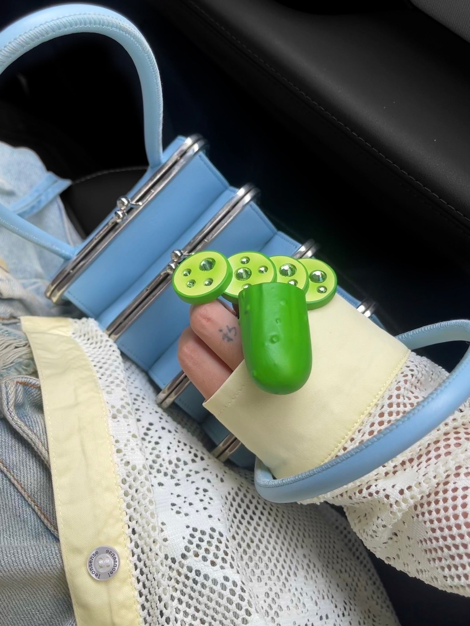 Emo Salad Realistic 3D Crystal Cucumber-Shaped Ring