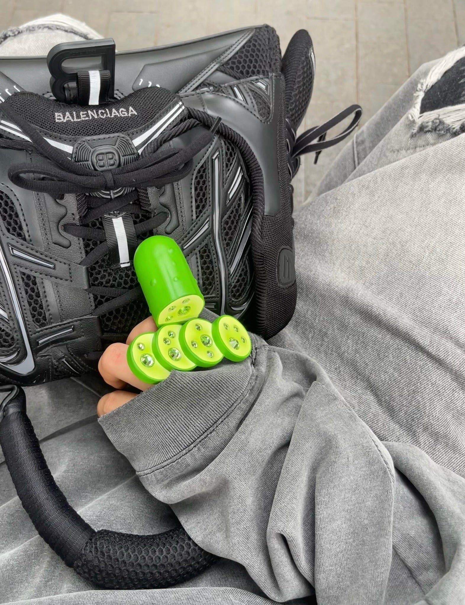 Emo Salad Realistic 3D Crystal Cucumber-Shaped Ring