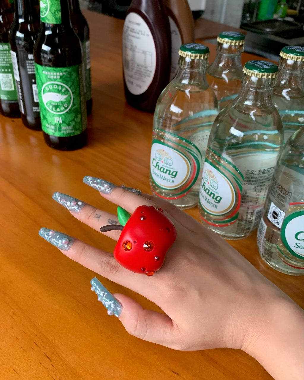 Emo Salad Realistic 3D Crystal Apple-Shaped Ring