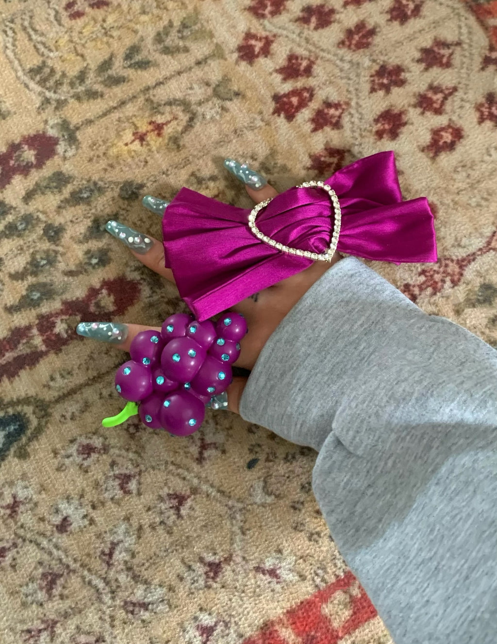 Emo Salad Realistic 3D Crystal Grape-Shaped Ring