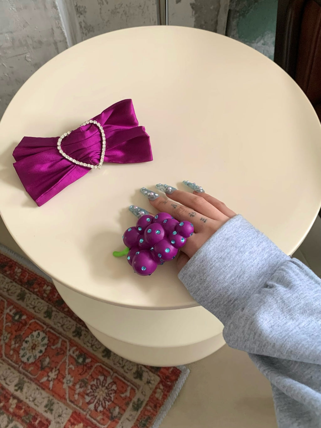 Emo Salad Realistic 3D Crystal Grape-Shaped Ring