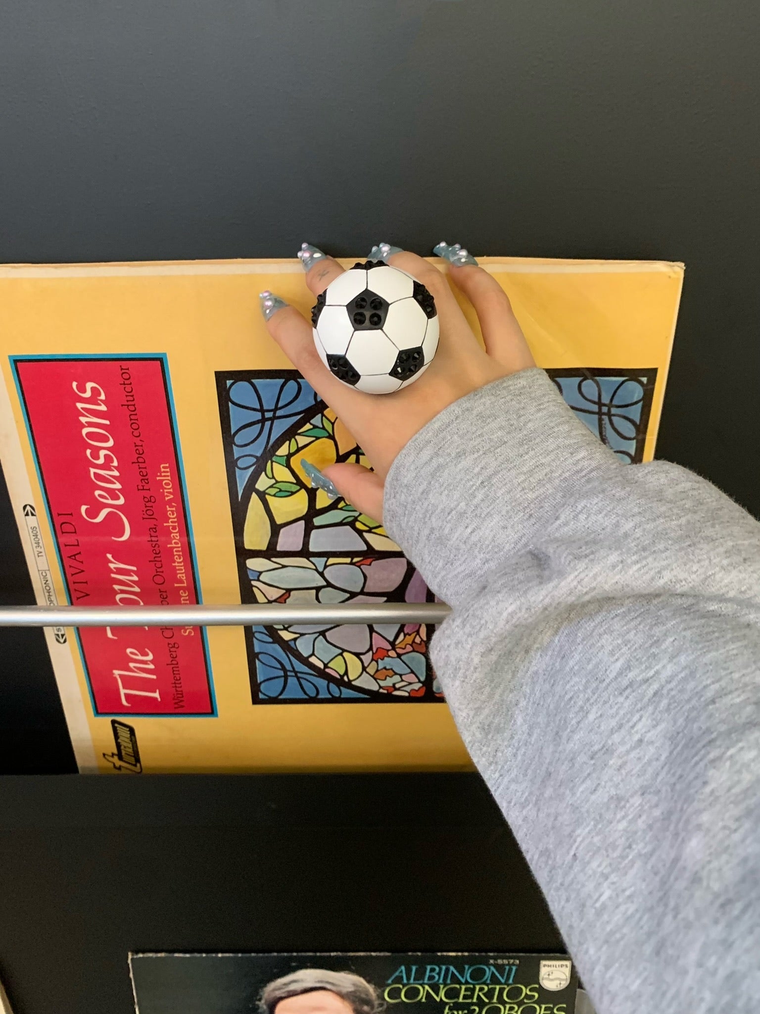 Emo Salad Realistic Football-Shaped Crystal Sculpture Ring