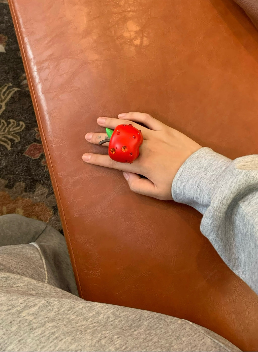 Emo Salad Realistic 3D Crystal Apple-Shaped Ring