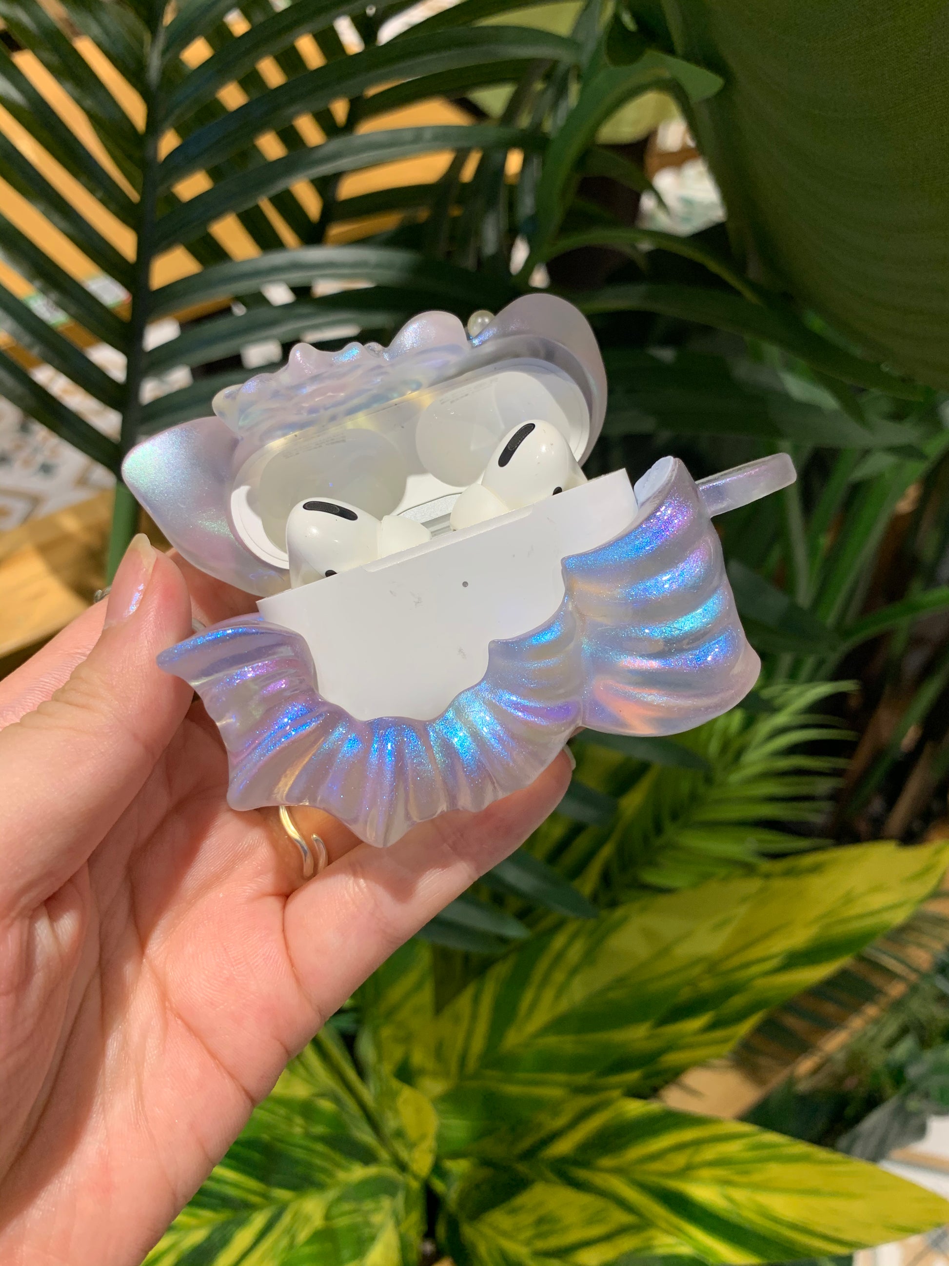 "Echoes of the Sea" – Iridescent Pearly Seashell AirPods Case