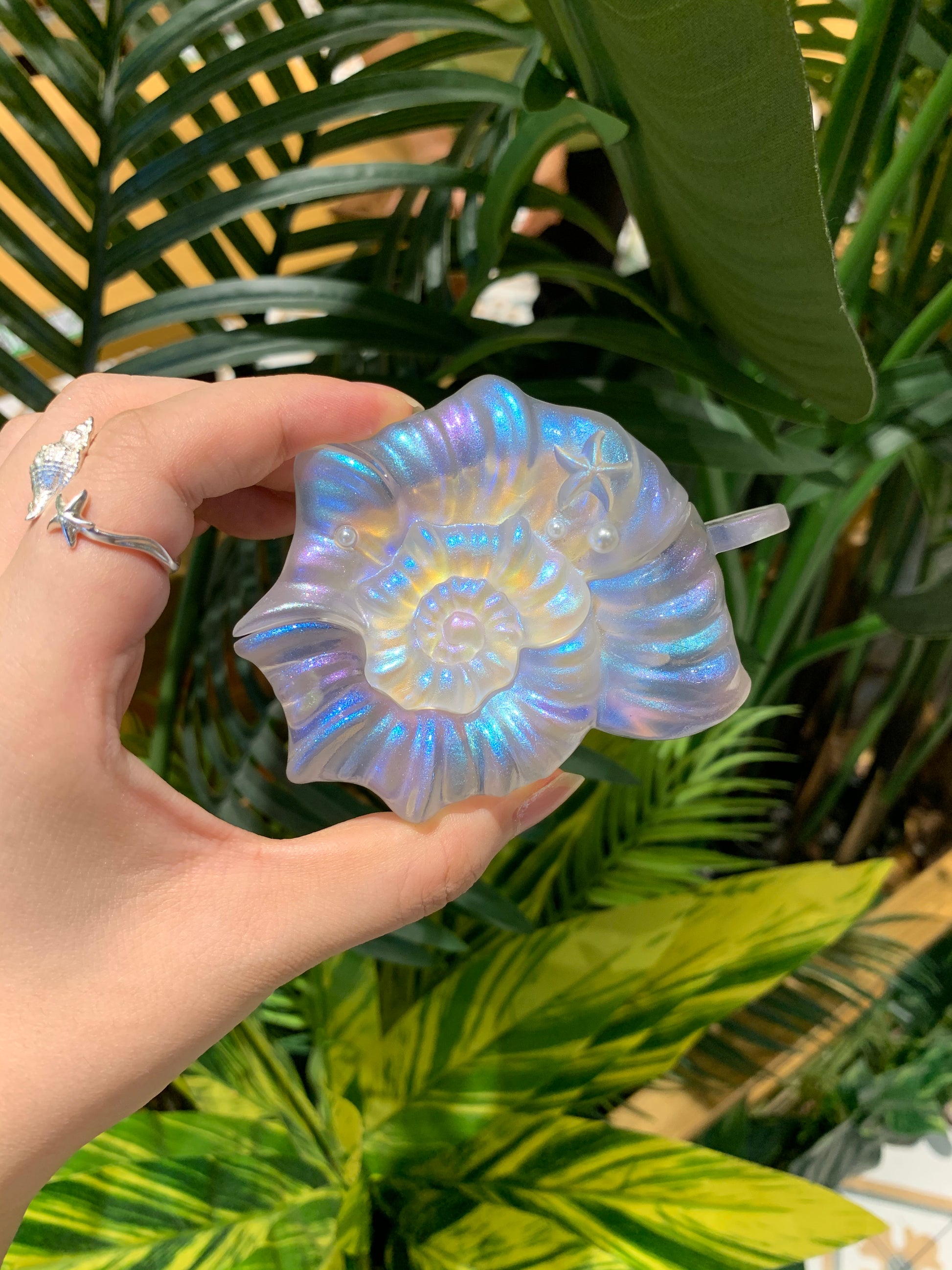 "Echoes of the Sea" – Iridescent Pearly Seashell AirPods Case