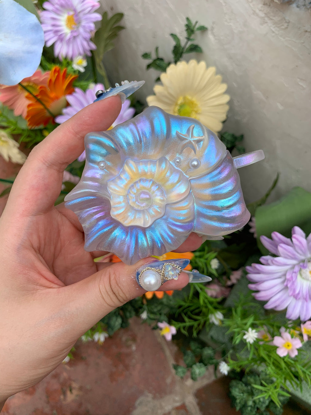 "Echoes of the Sea" – Iridescent Pearly Seashell AirPods Case