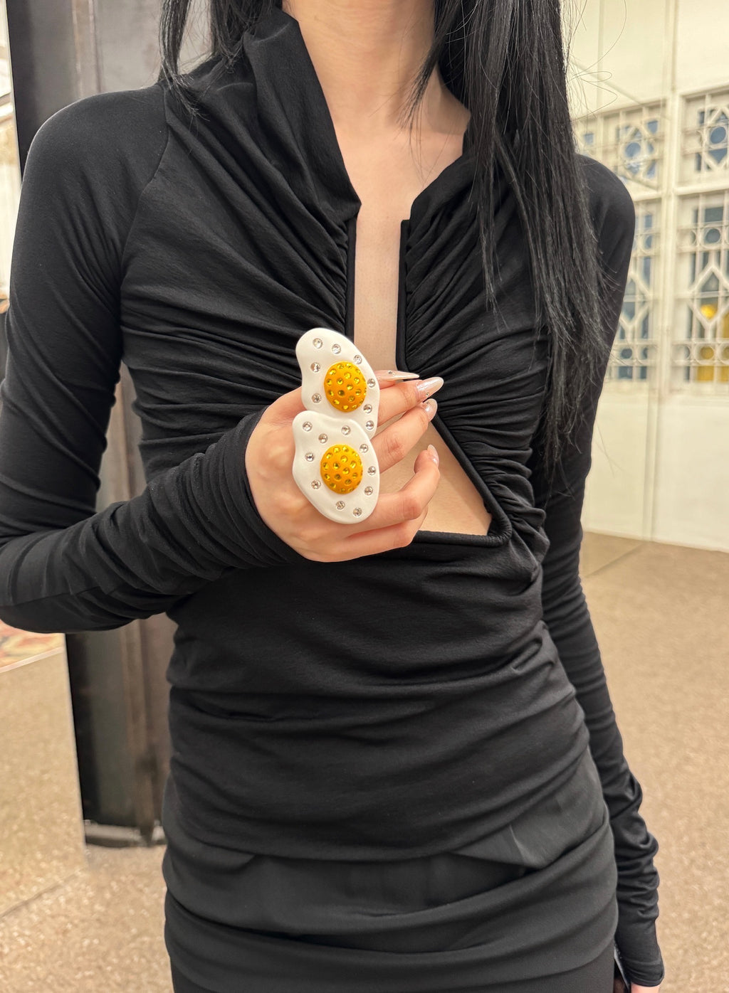 Emo Salad - Fried Egg-Shaped Crystal Ring