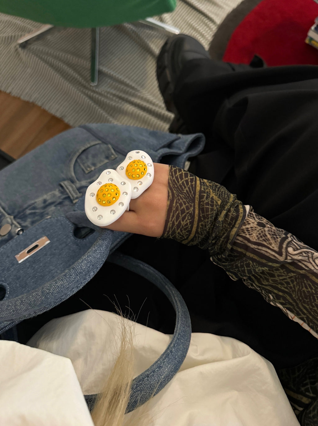 Emo Salad - Fried Egg-Shaped Crystal Ring