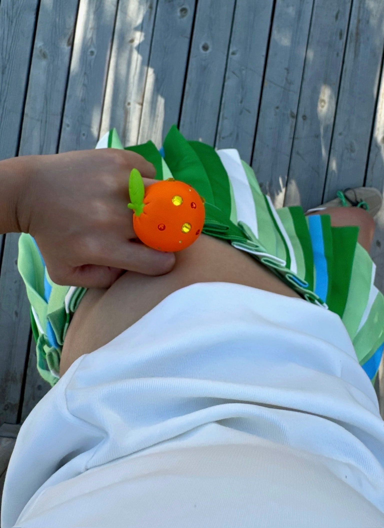 Emo Salad - 3D Crystal Orange-Shaped Ring