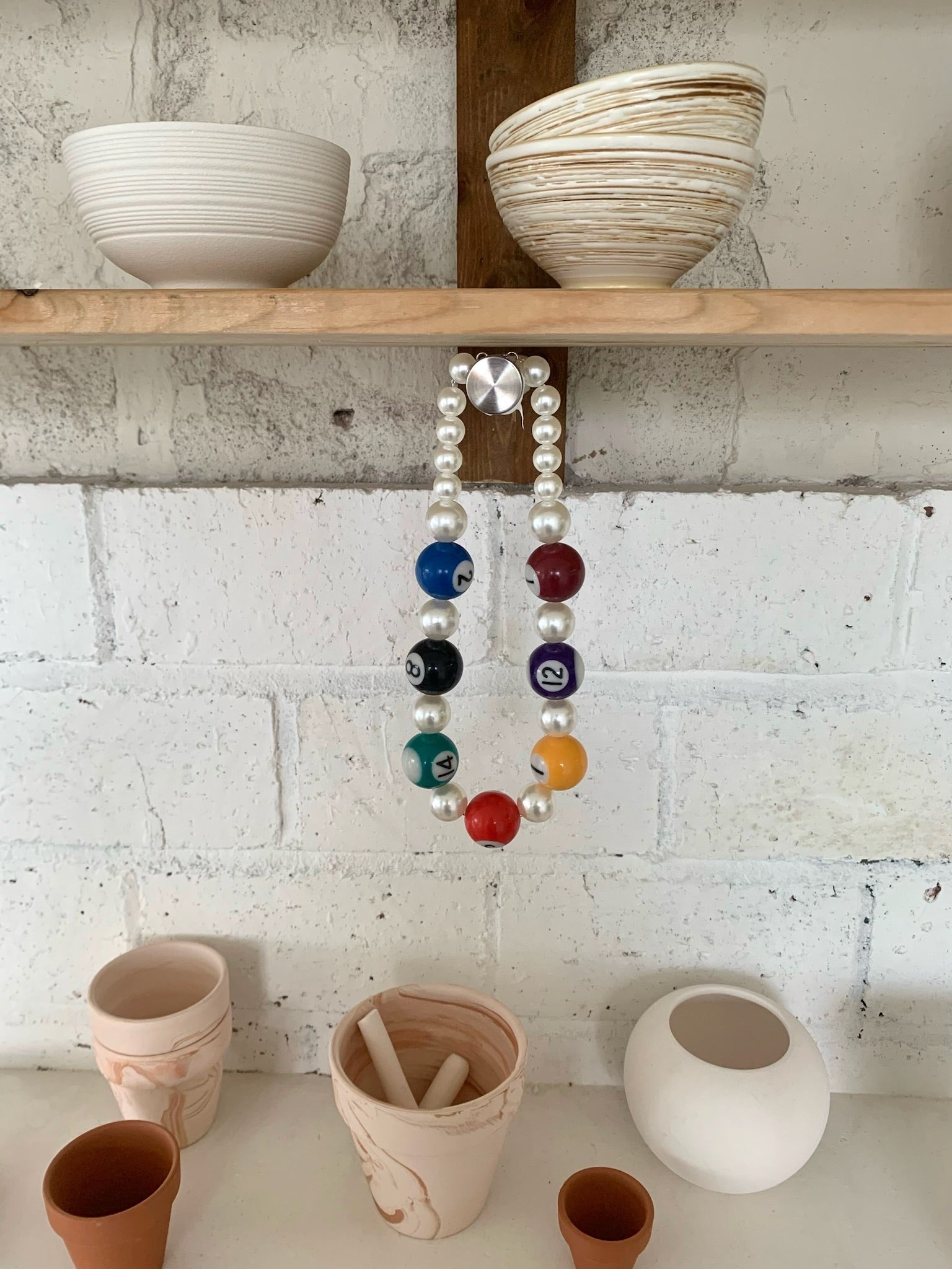 Emo Salad - Billiard-Shaped Pearl Necklace