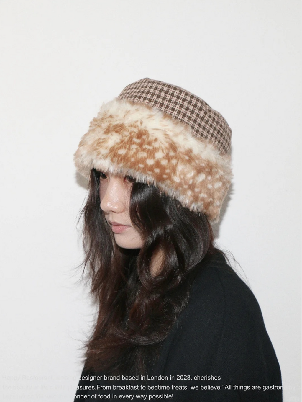 “A Little Deer / A Little Leopard” Reversible Faux Fur Hat
