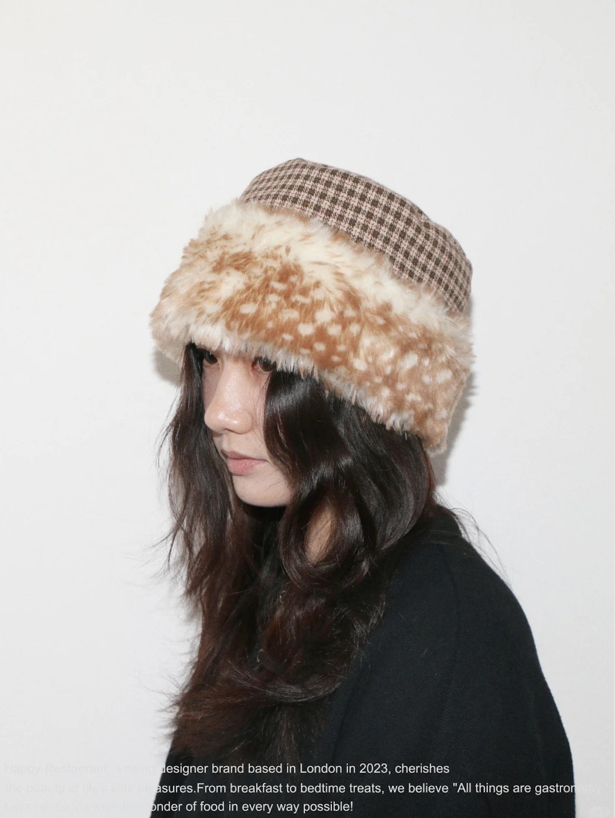 “A Little Deer / A Little Leopard” Reversible Faux Fur Hat