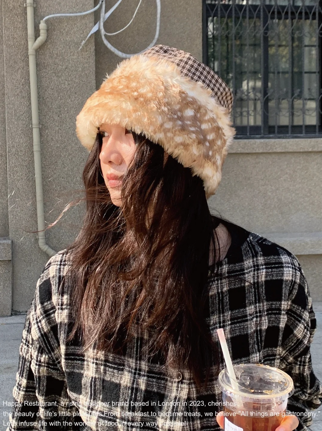 “A Little Deer / A Little Leopard” Reversible Faux Fur Hat
