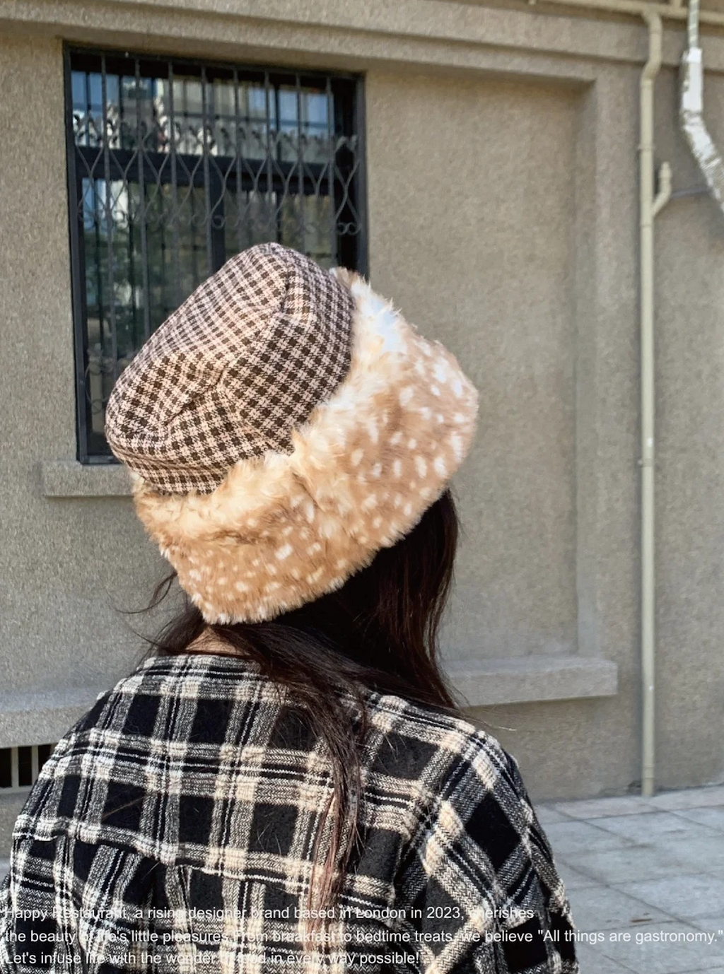 “A Little Deer / A Little Leopard” Reversible Faux Fur Hat
