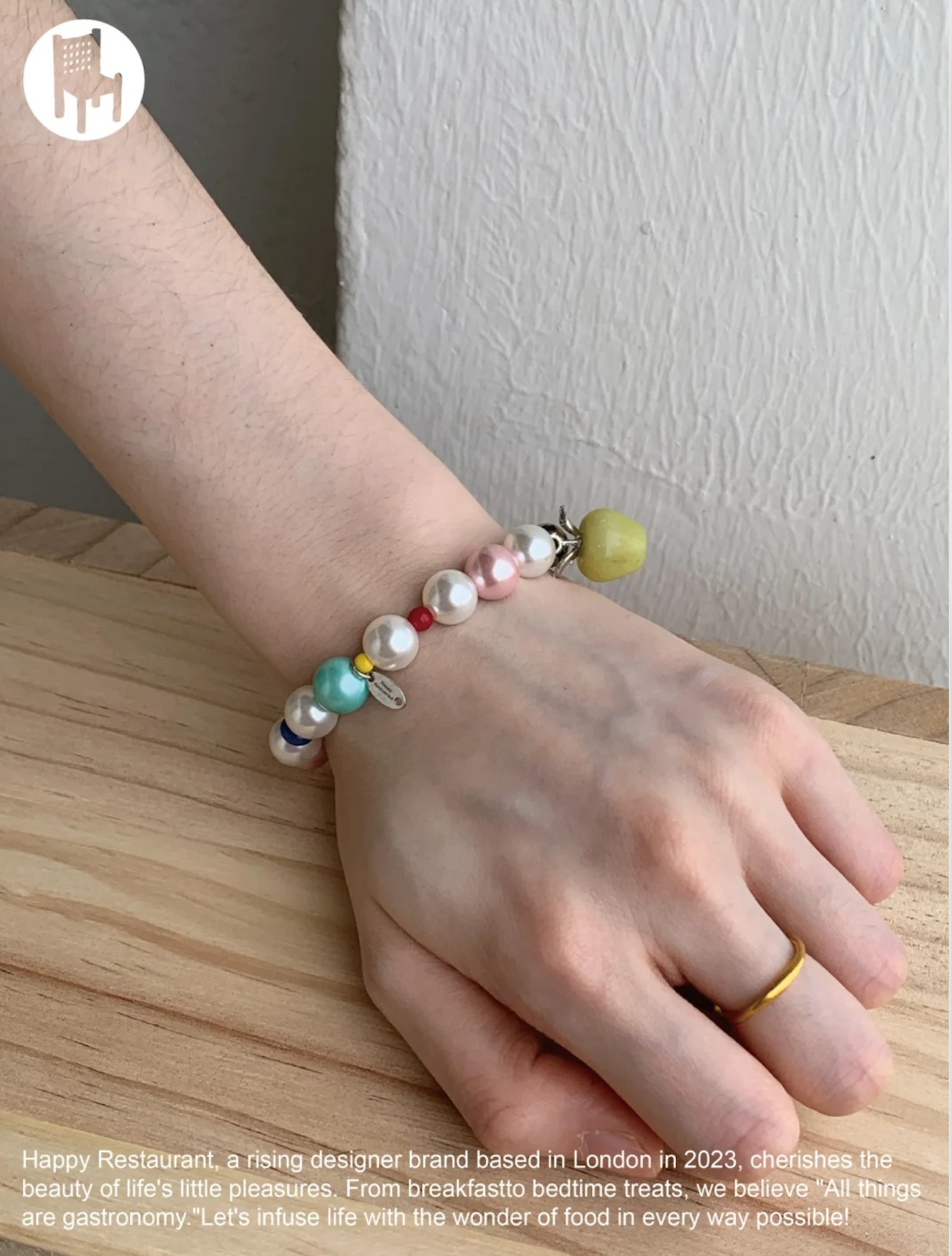 Natural Carved Mushroom & Apple Organic Stone Charm Bracelet