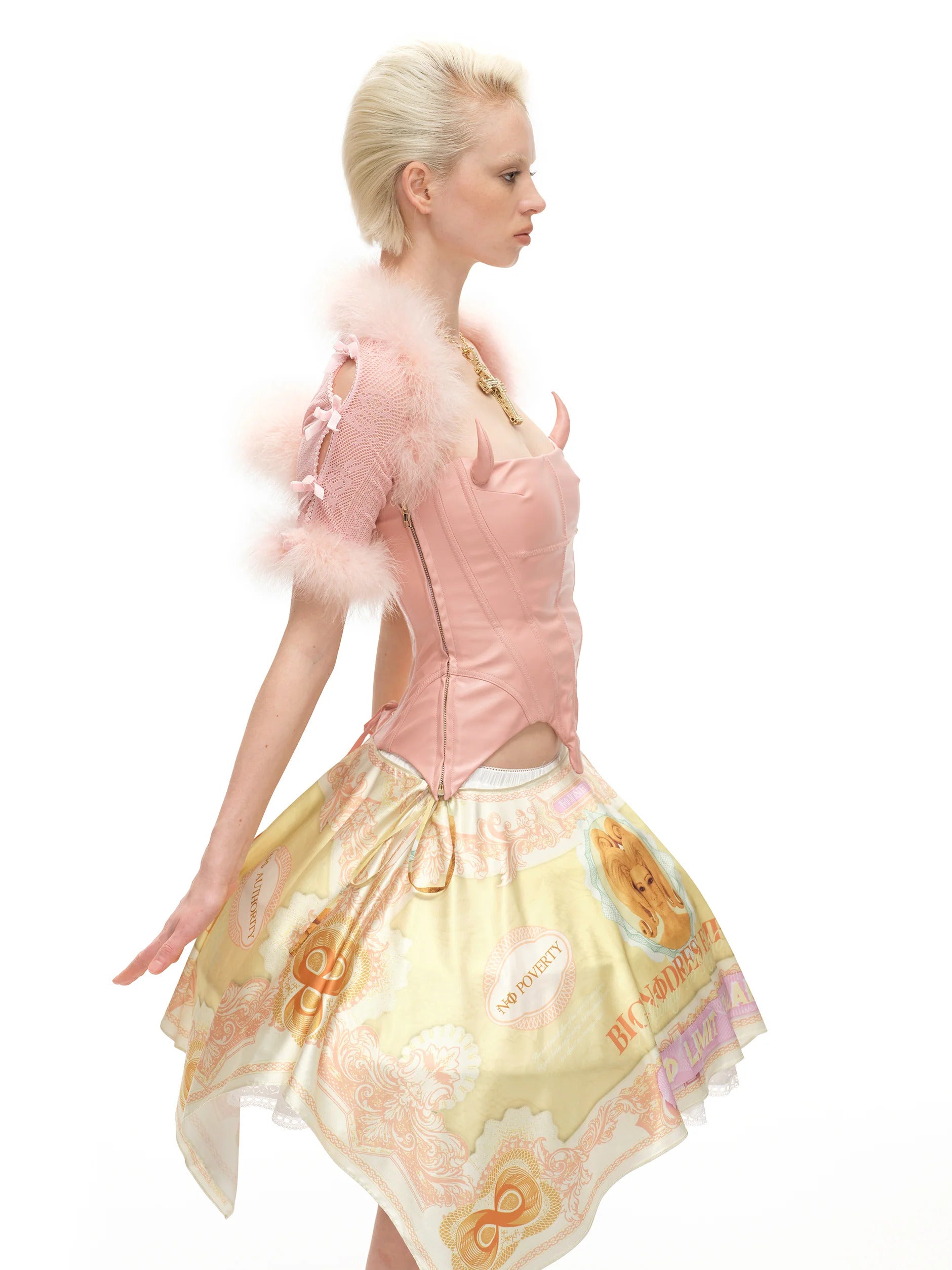 Pink Ostrich Feather Lace Shrug