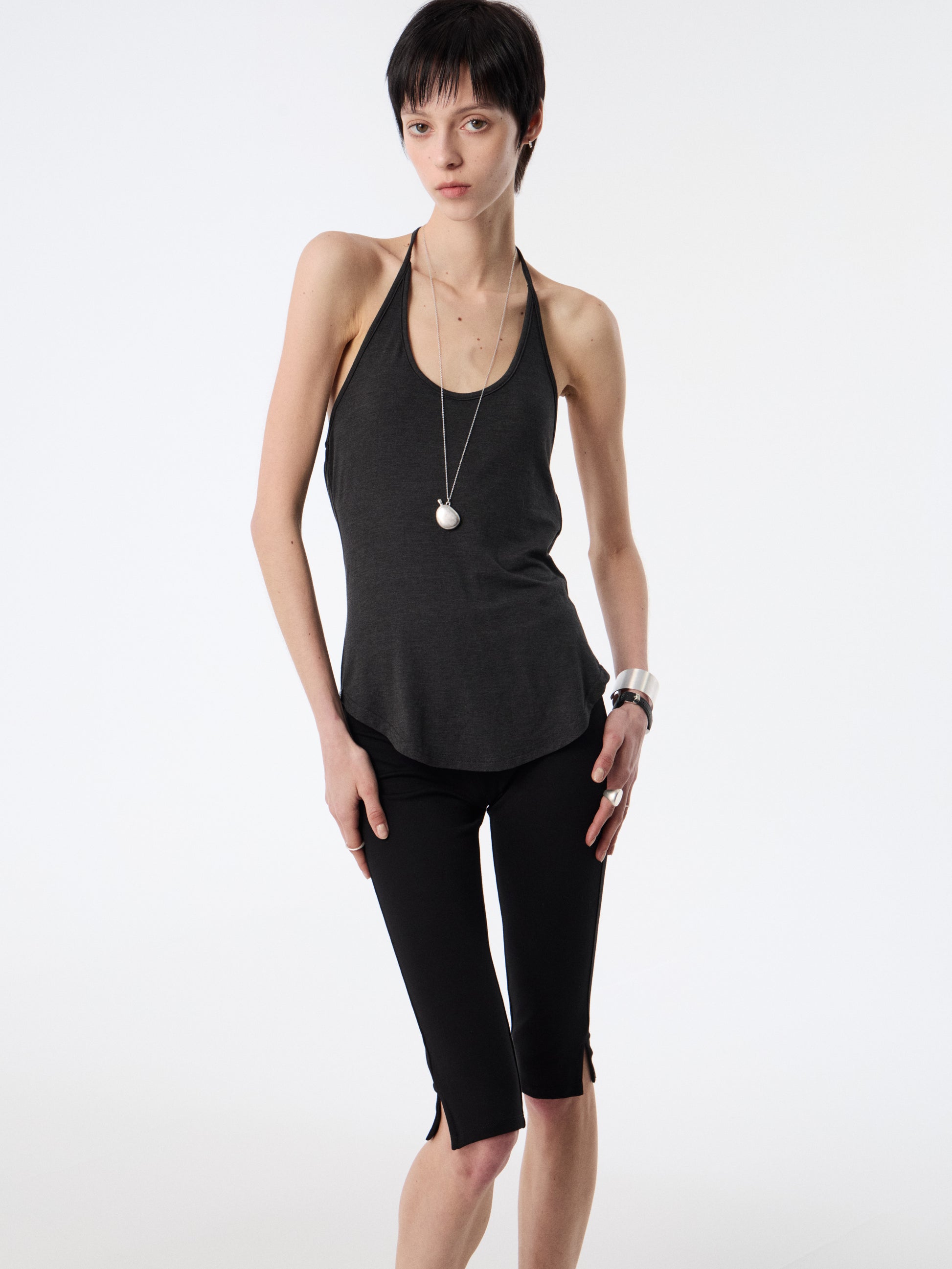 SOOGU Black Ease Cropped Slim Pants - product view 1