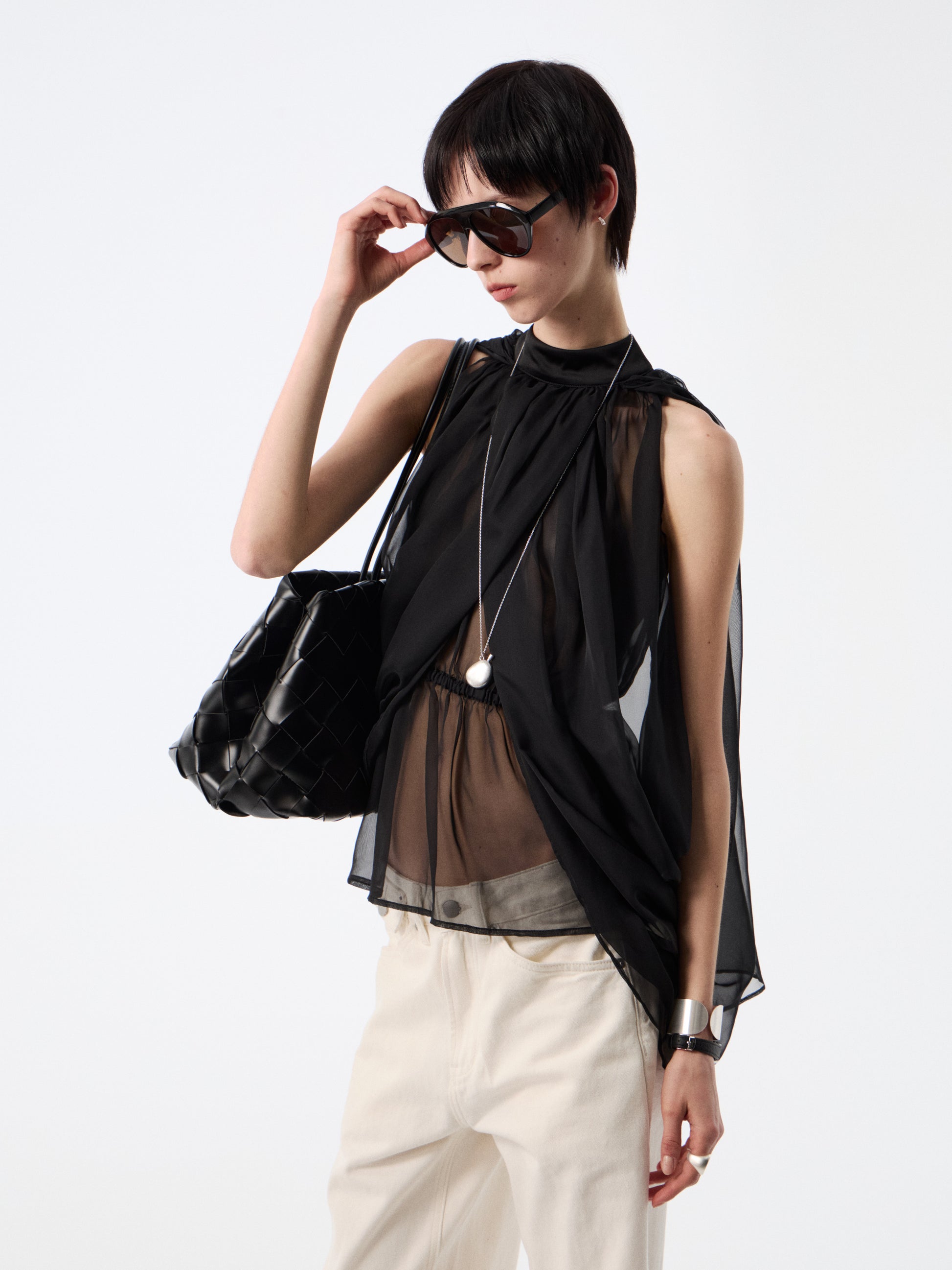 SOOGU Black Sheer Air Cape Top - product view 6