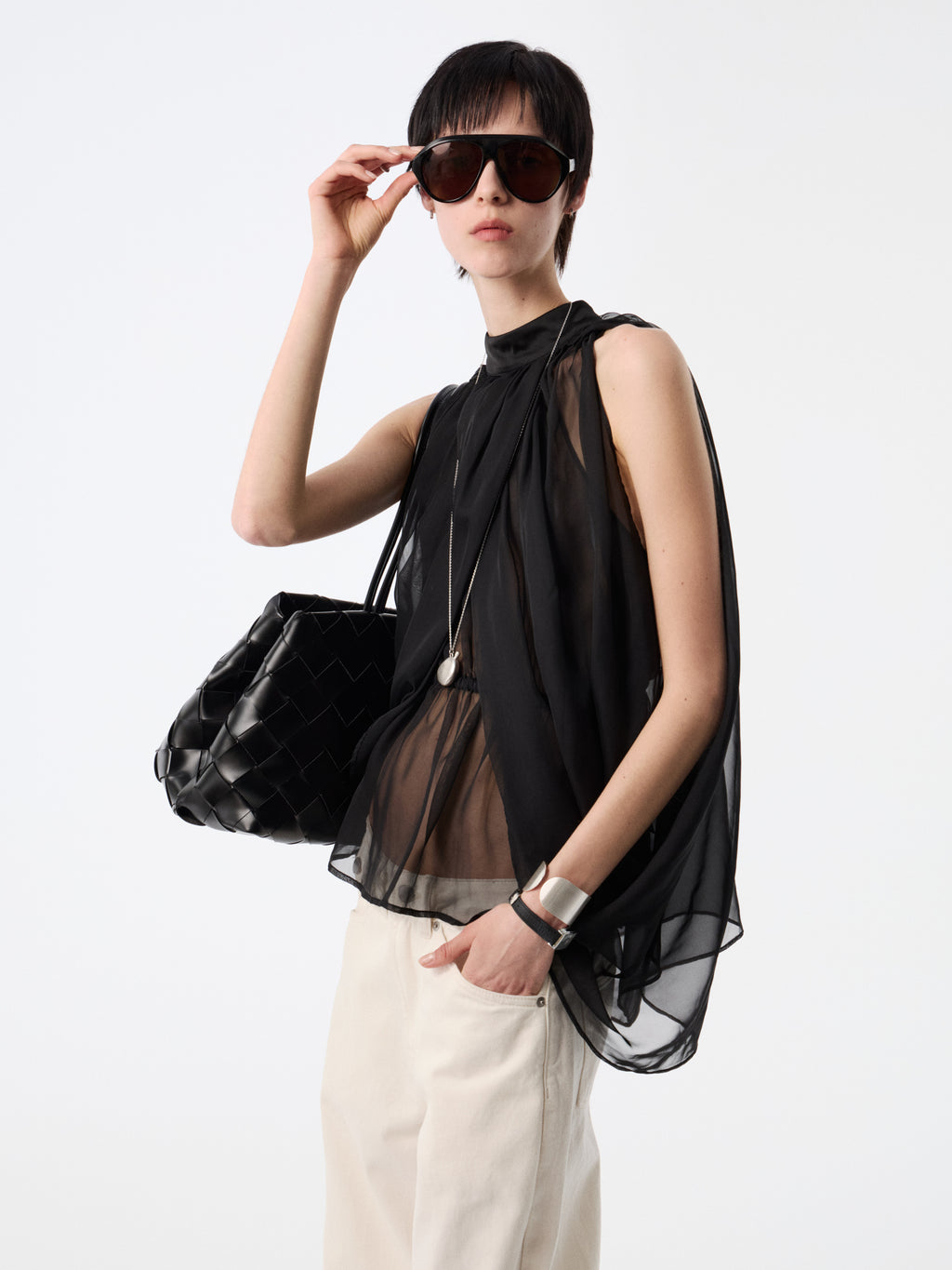 SOOGU Black Sheer Air Cape Top - product view 1