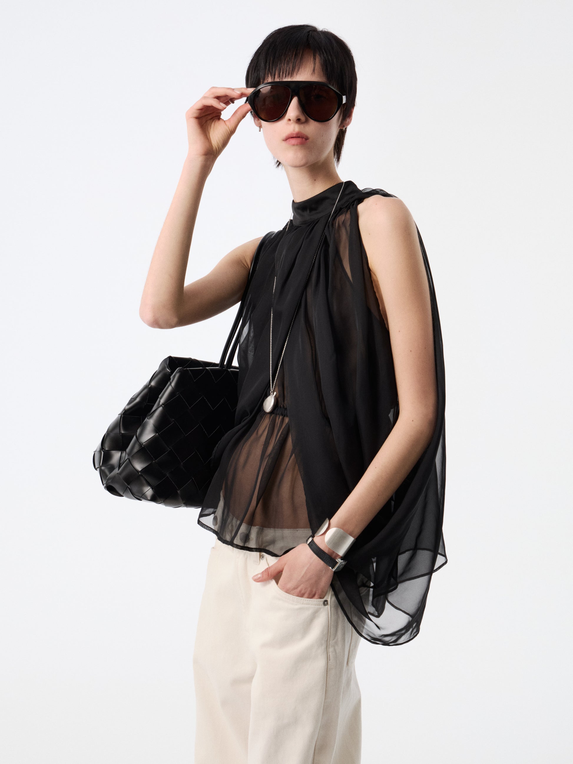 SOOGU Black Sheer Air Cape Top - product view 1
