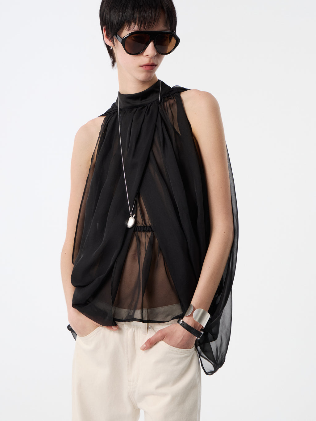 SOOGU Black Sheer Air Cape Top - product view 2