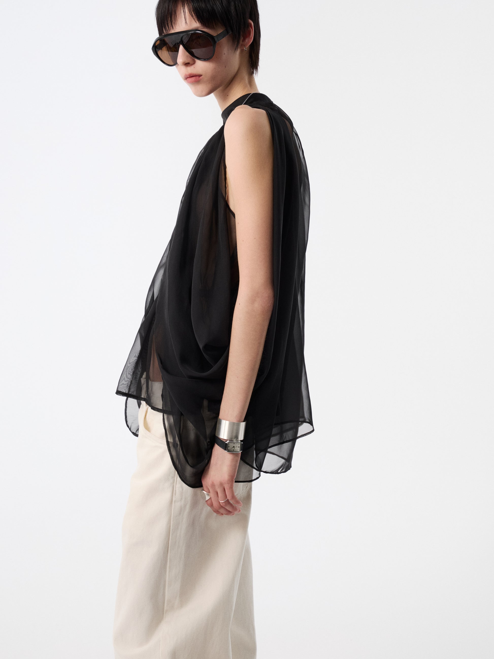 SOOGU Black Sheer Air Cape Top - product view 16