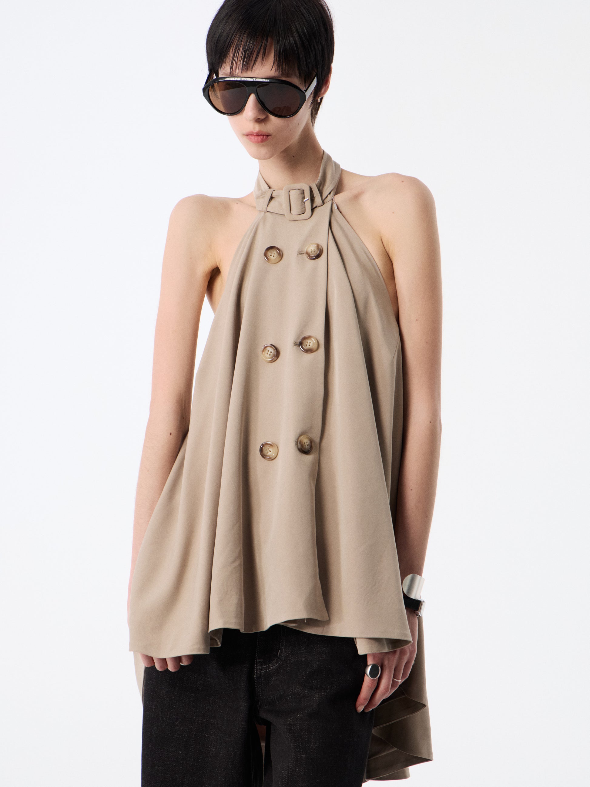 SOOGU Khaki Free-Form Halter Vest Top - product view 4