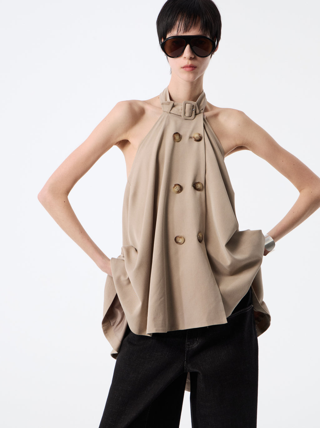 SOOGU Khaki Free-Form Halter Vest Top - product view 1
