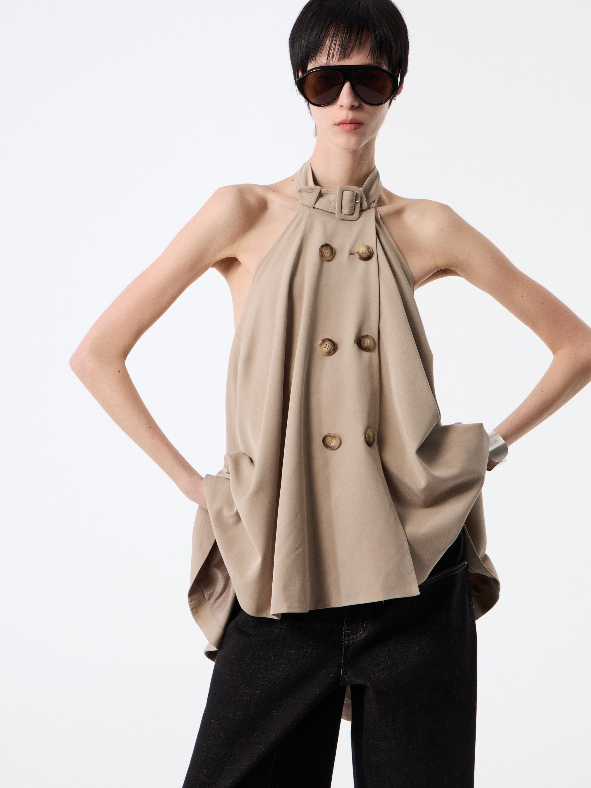 SOOGU Khaki Free-Form Halter Vest Top - product view 1