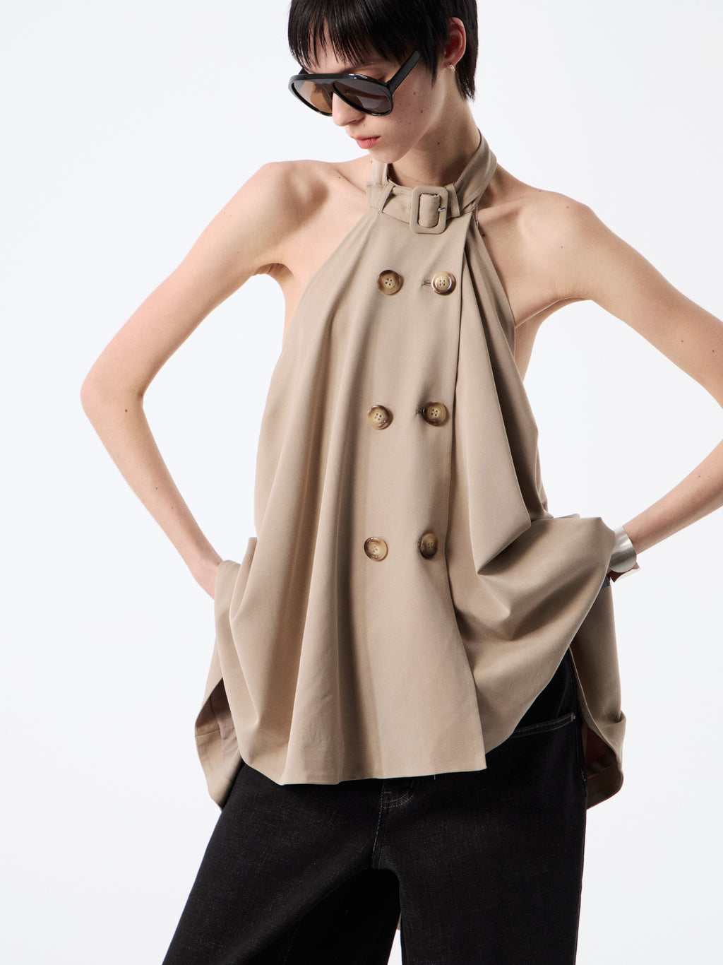 SOOGU Khaki Free-Form Halter Vest Top - product view 2