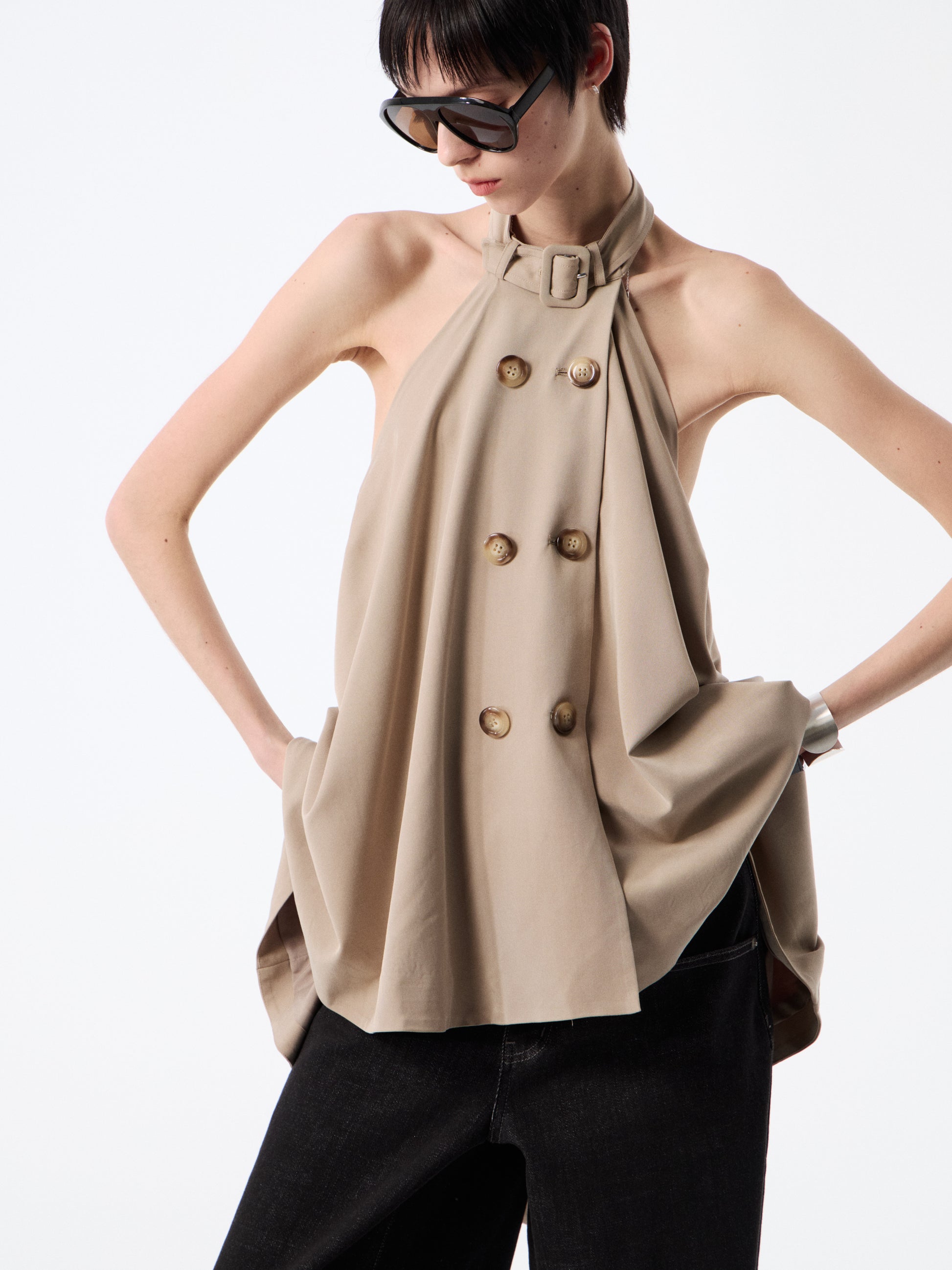 SOOGU Khaki Free-Form Halter Vest Top - product view 2