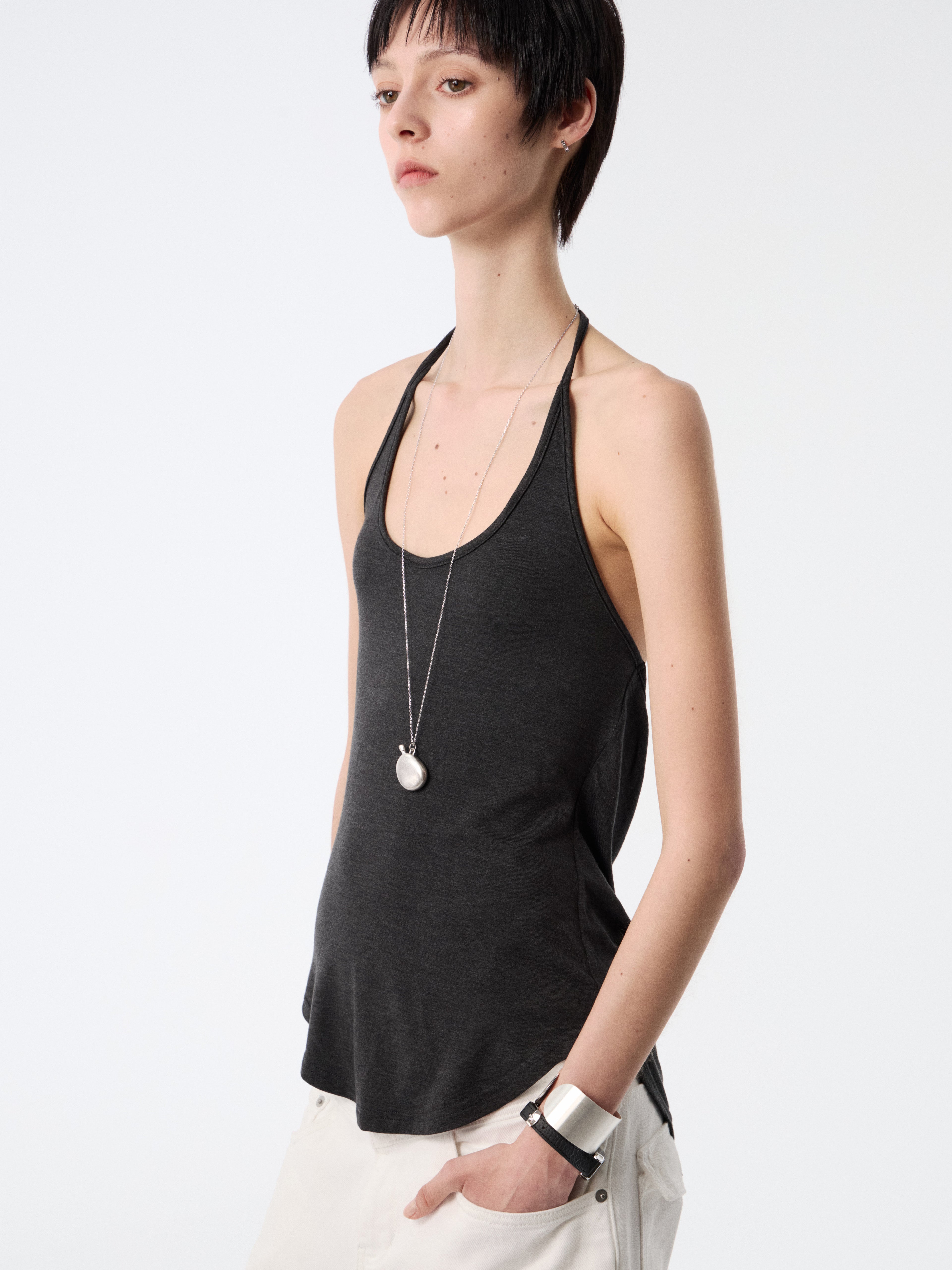 Charcoal Minimal Tank | Sculpted Everyday Sleeveless Top