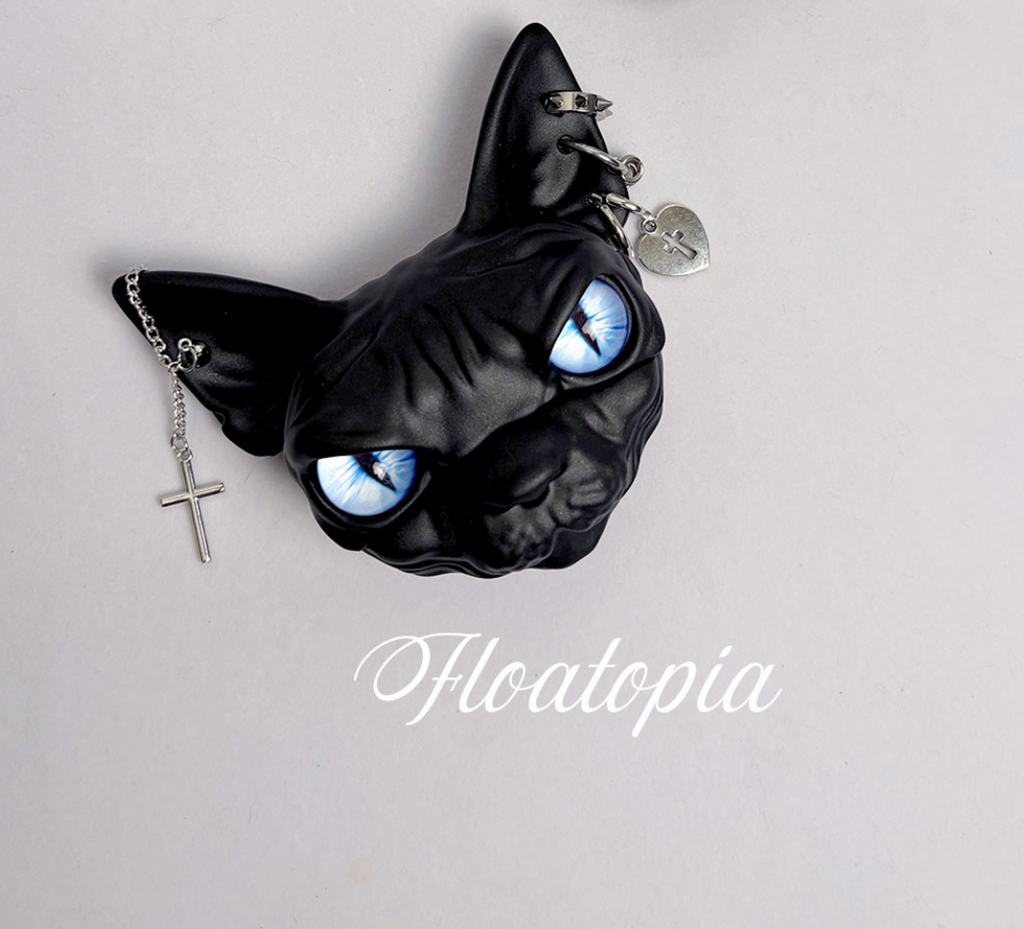 "The Obsidian Guardian" Sphynx Cat Head AirPods Case – Hand-Sculpted Gothic Resin Protector