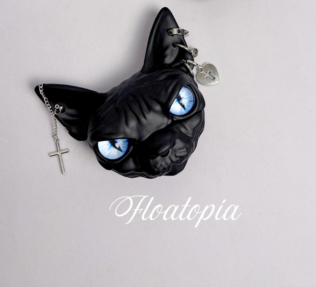 "The Obsidian Guardian" Sphynx Cat Head AirPods Case – Hand-Sculpted Gothic Resin Protector