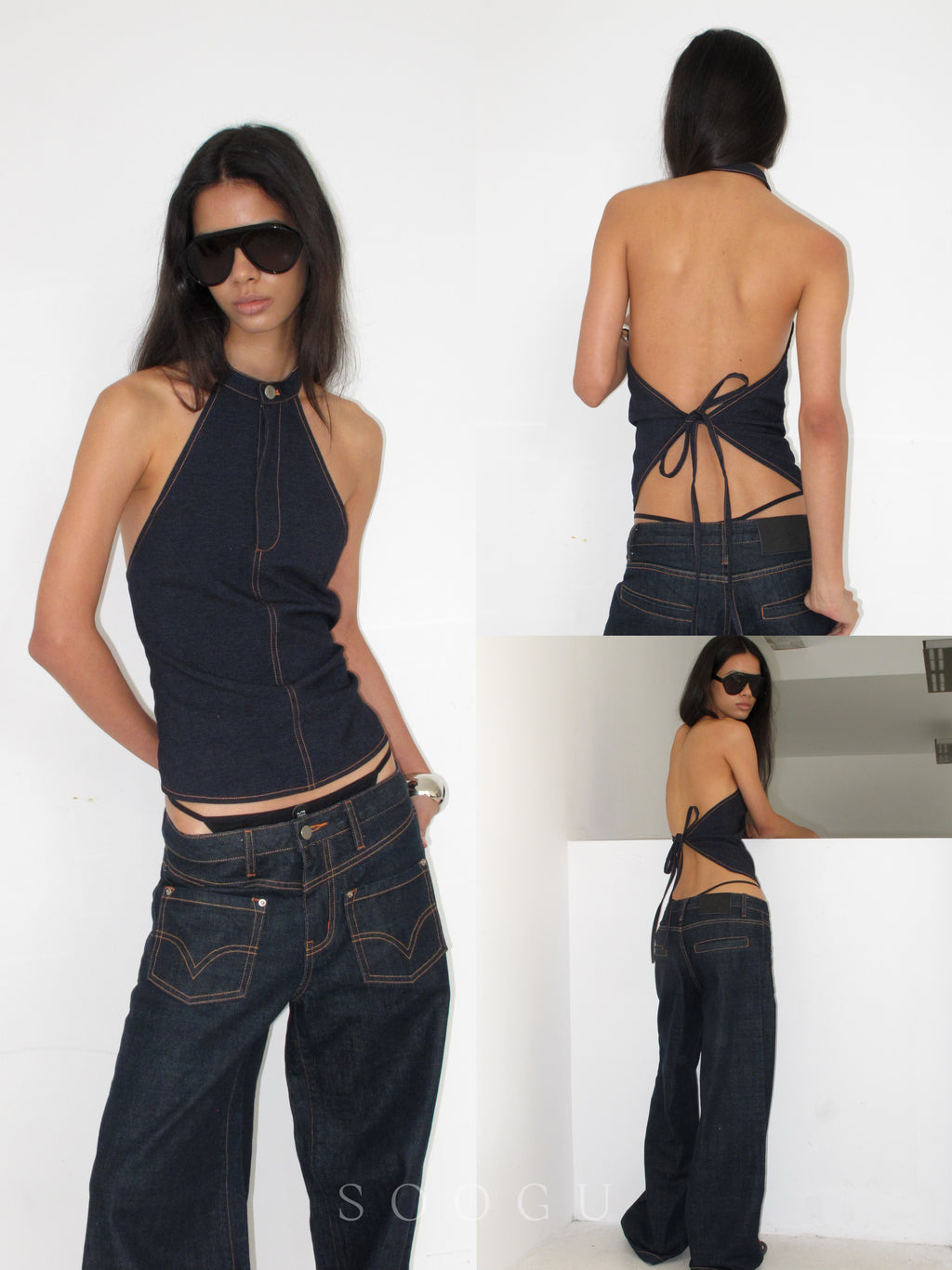 SOOGU Off-Duty Muse Denim Halter Top - product view 5