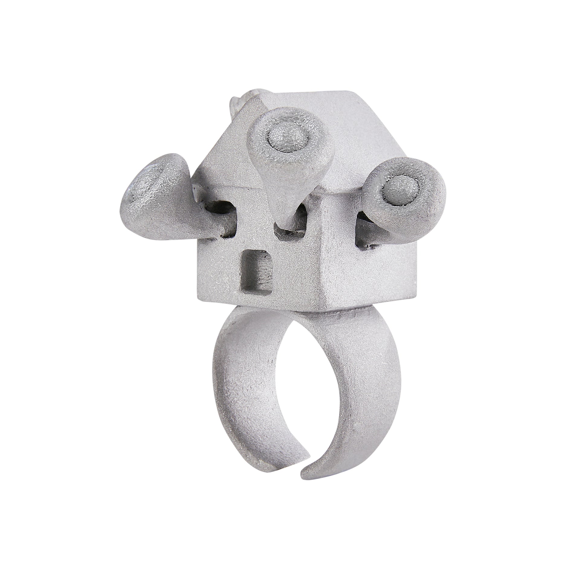 Stone Texture Metal Ring – Party Horn Bug Design Sculptural Statement Jewelry