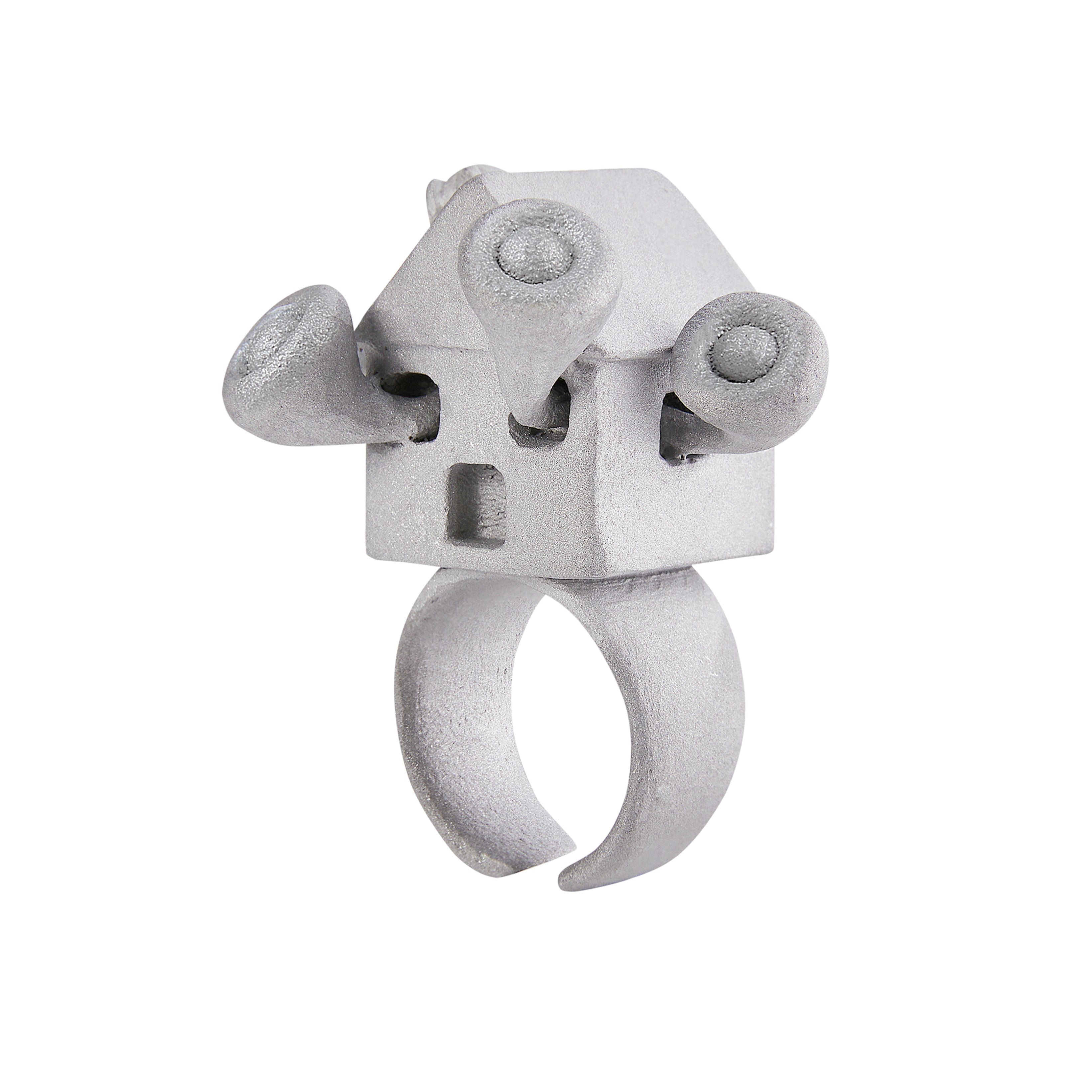 Stone Texture Metal Ring – Party Horn Bug Design Sculptural Statement Jewelry