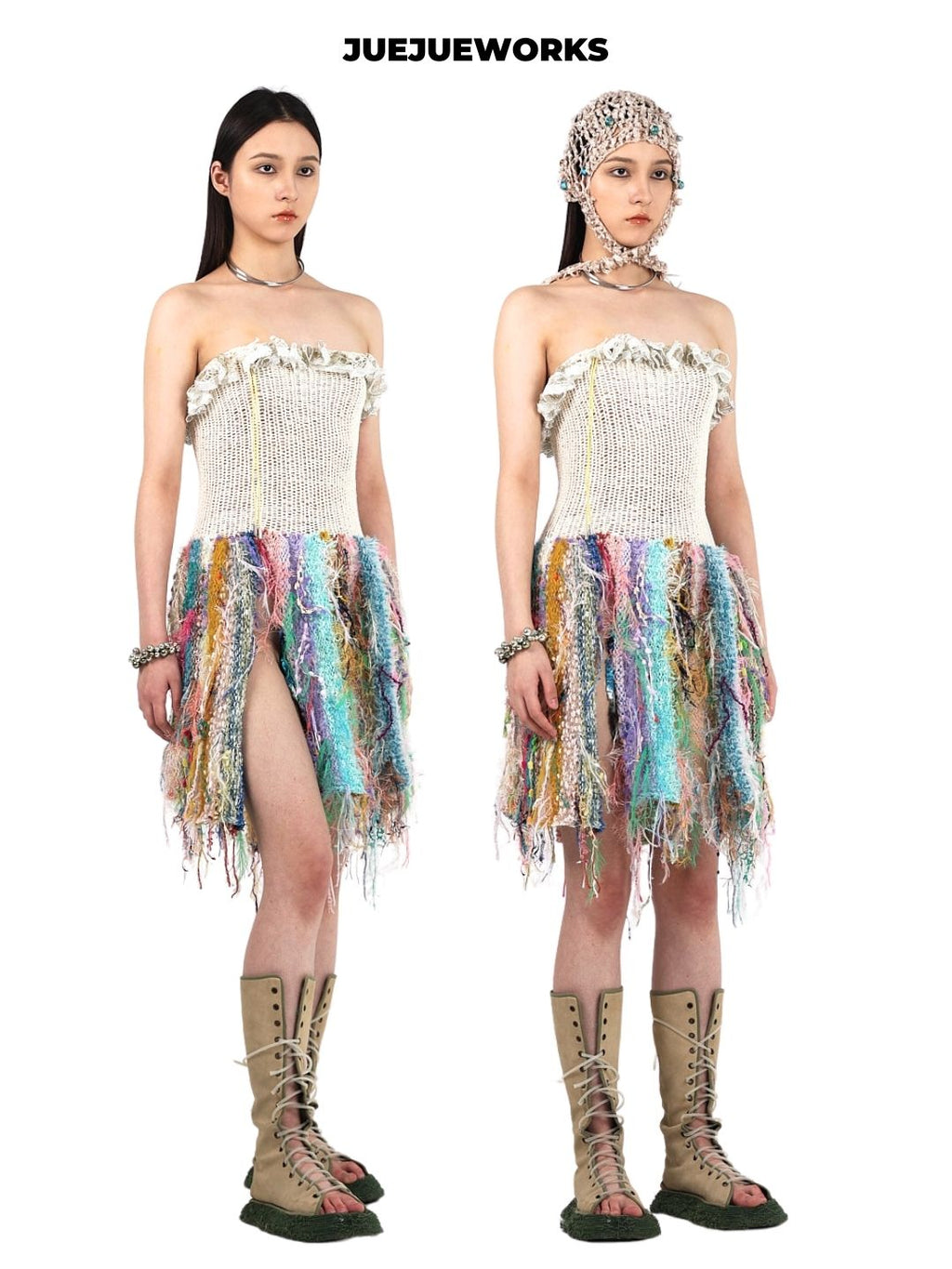 Strapless Fringe Knit Dress