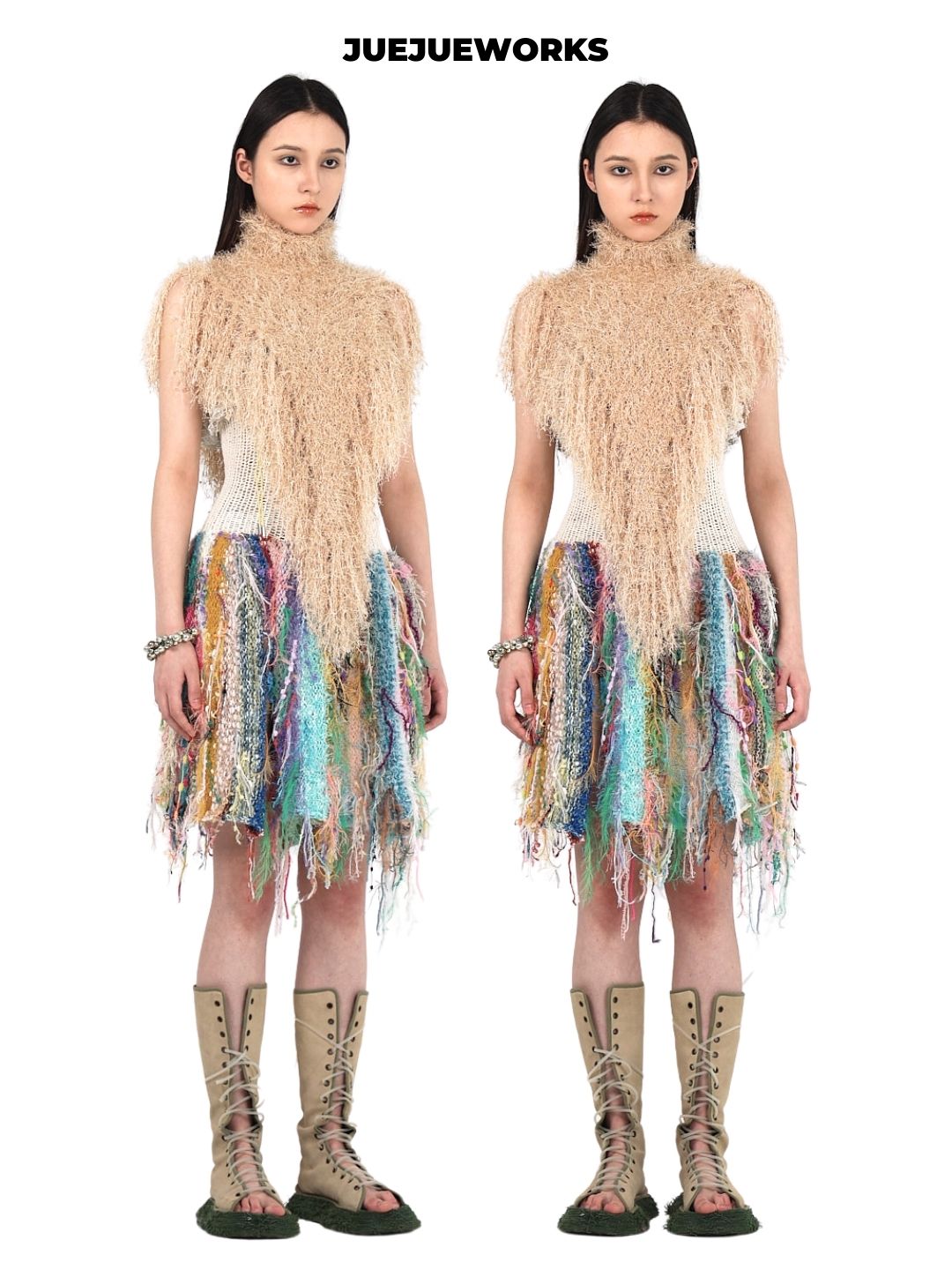 Strapless Fringe Knit Dress