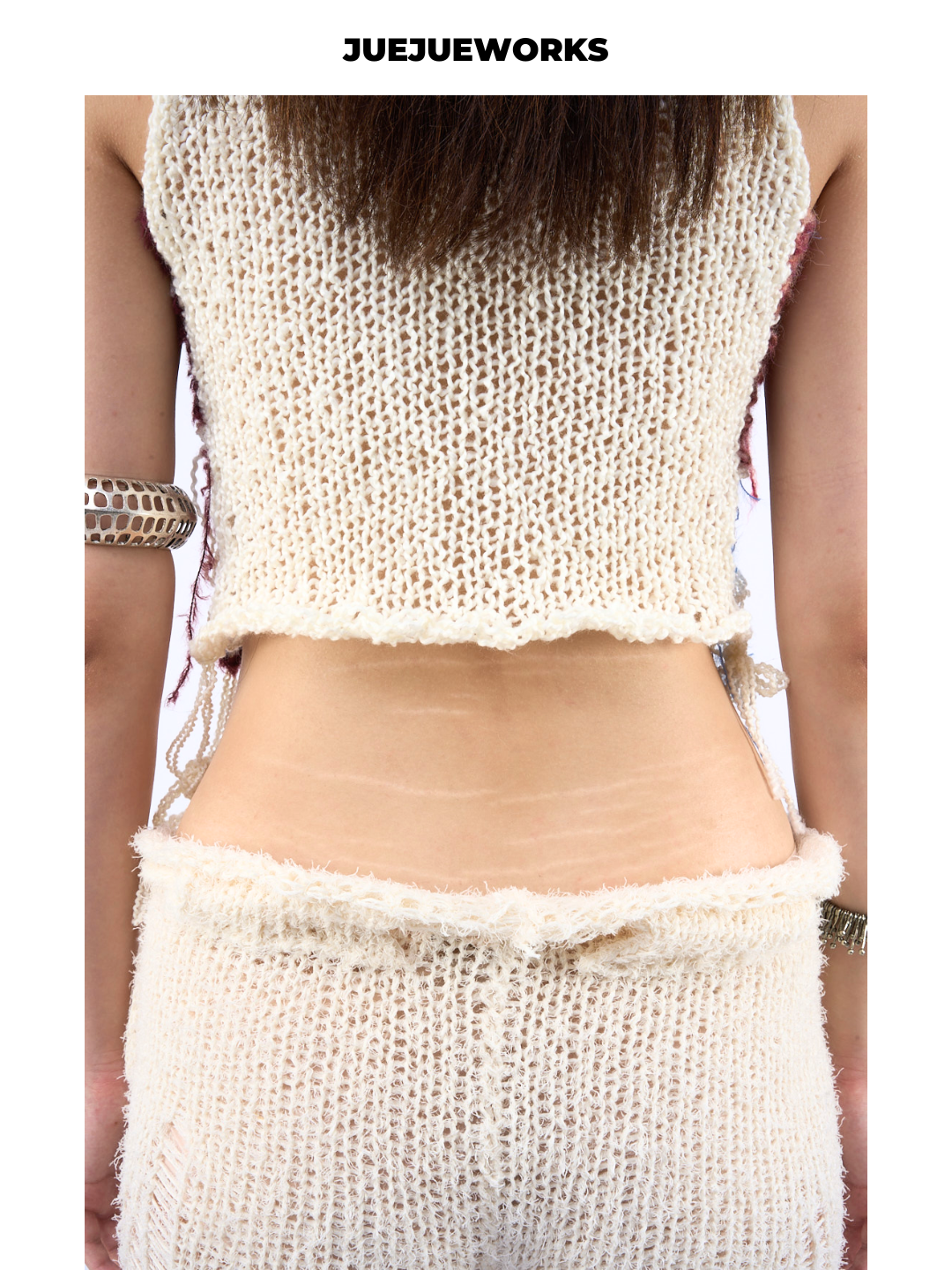 White Deconstructed Ripped Knit Trousers