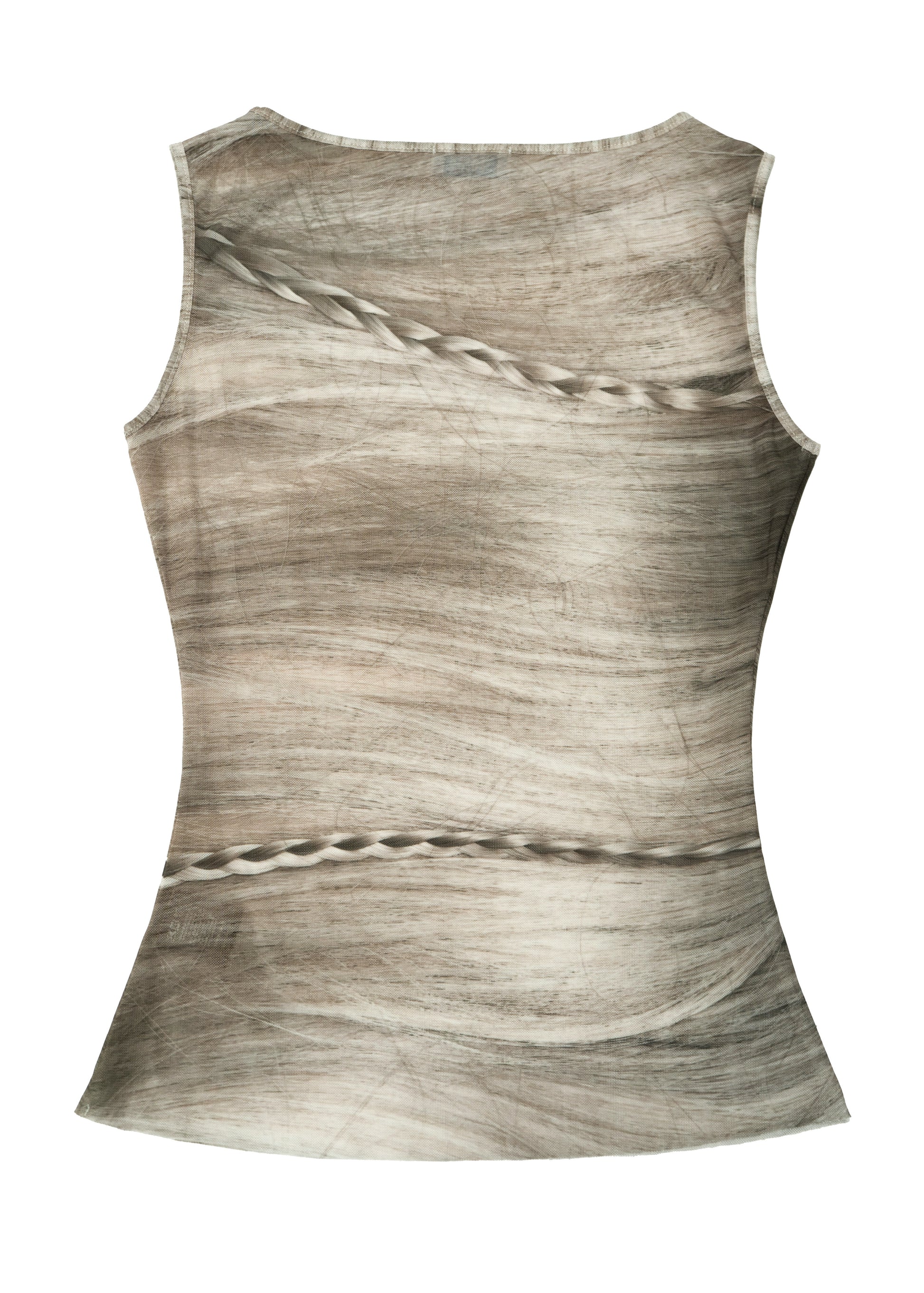 Nedenal Ex-Voto Blonde Wrap Print Mesh Boatneck Vest - Off-White