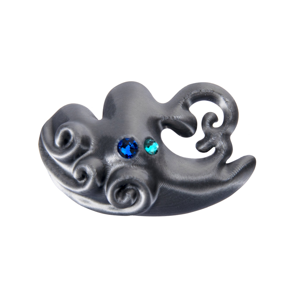 Silver Grey 3D Printed Dual-Stone Biotic Ring