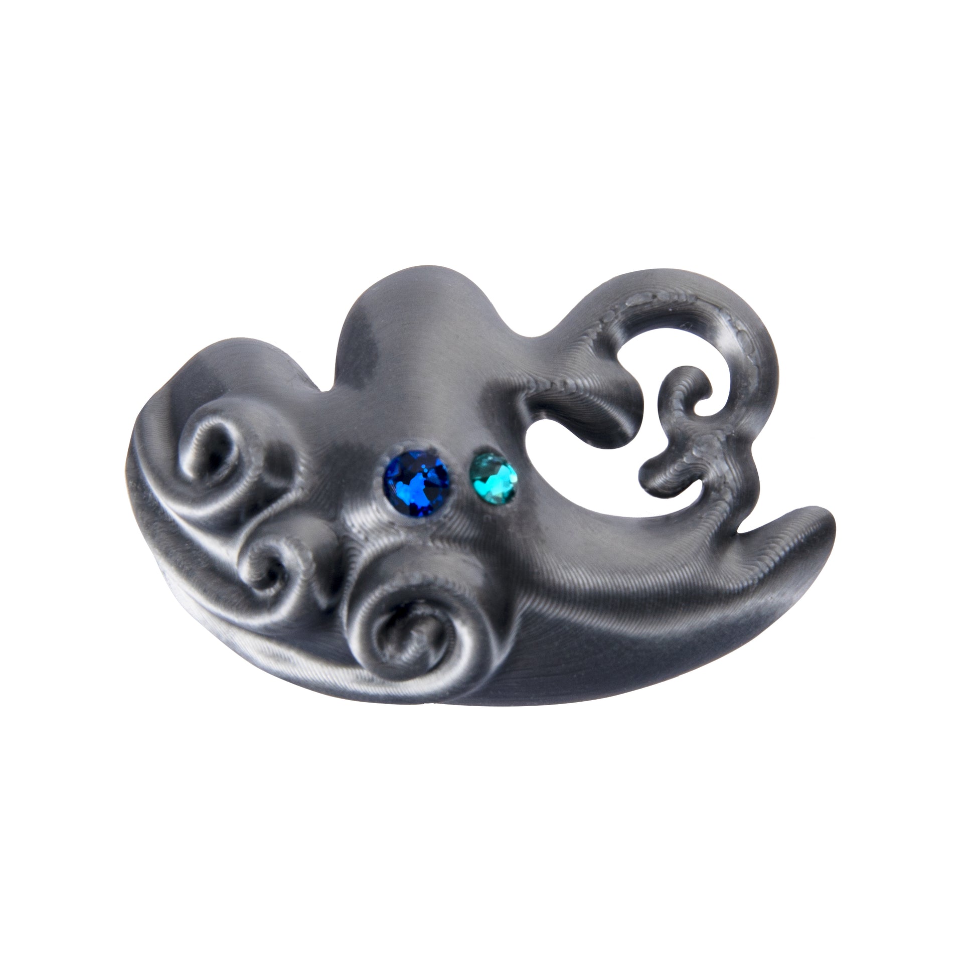 Silver Grey 3D Printed Dual-Stone Biotic Ring