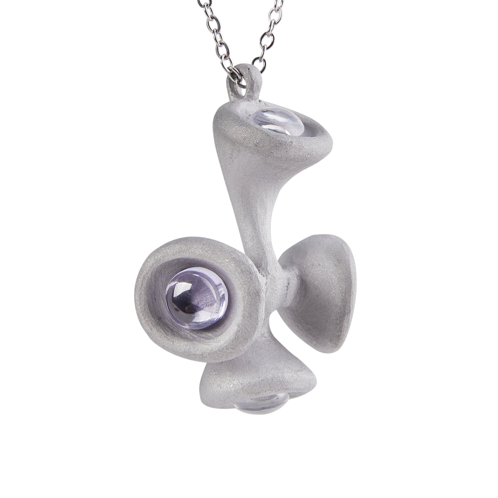 Stone Texture Cross Pendant – Grey Anodized Aluminum Necklace with Zircon Crystal Accents