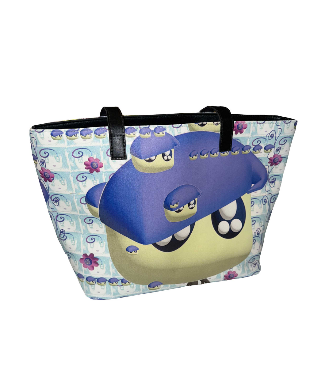 3D Doll Print Leather Tote Bag