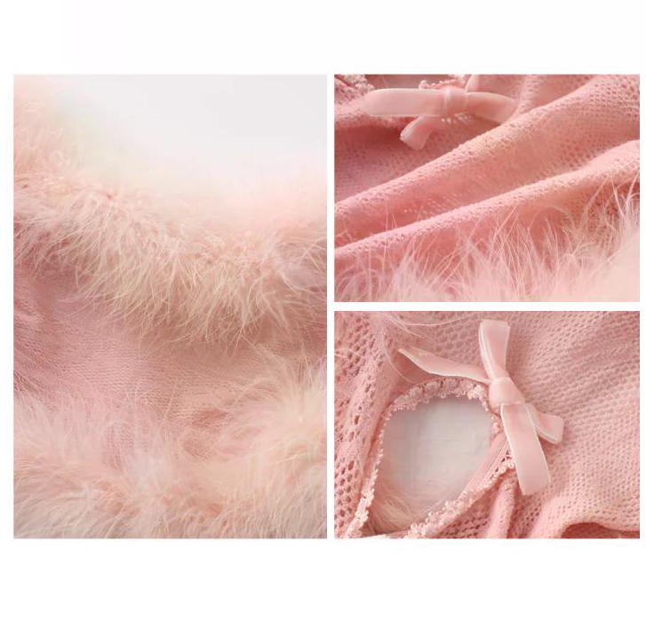 Pink Ostrich Feather Lace Shrug