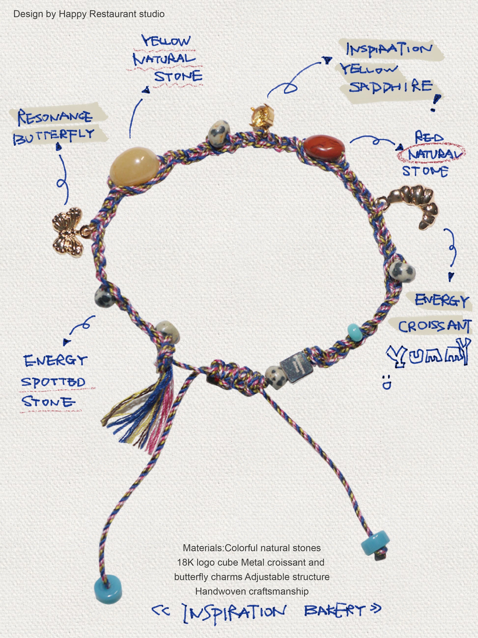 “Lucky Rhythm / Inspiration Bakery” Colorful Handmade Braided Bracelet