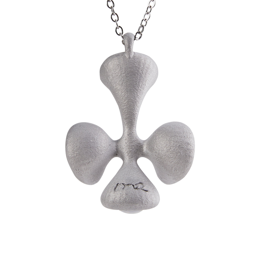 Stone Texture Cross Pendant – Grey Anodized Aluminum Necklace with Zircon Crystal Accents