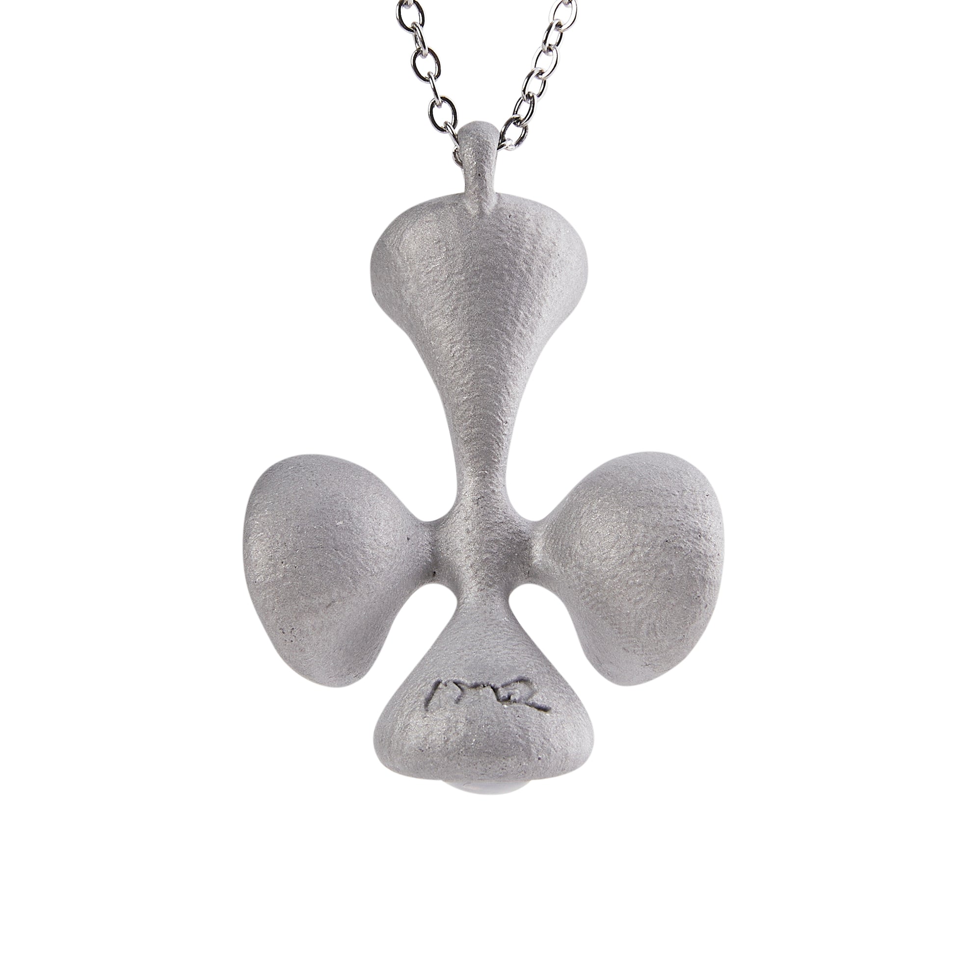 Stone Texture Cross Pendant – Grey Anodized Aluminum Necklace with Zircon Crystal Accents