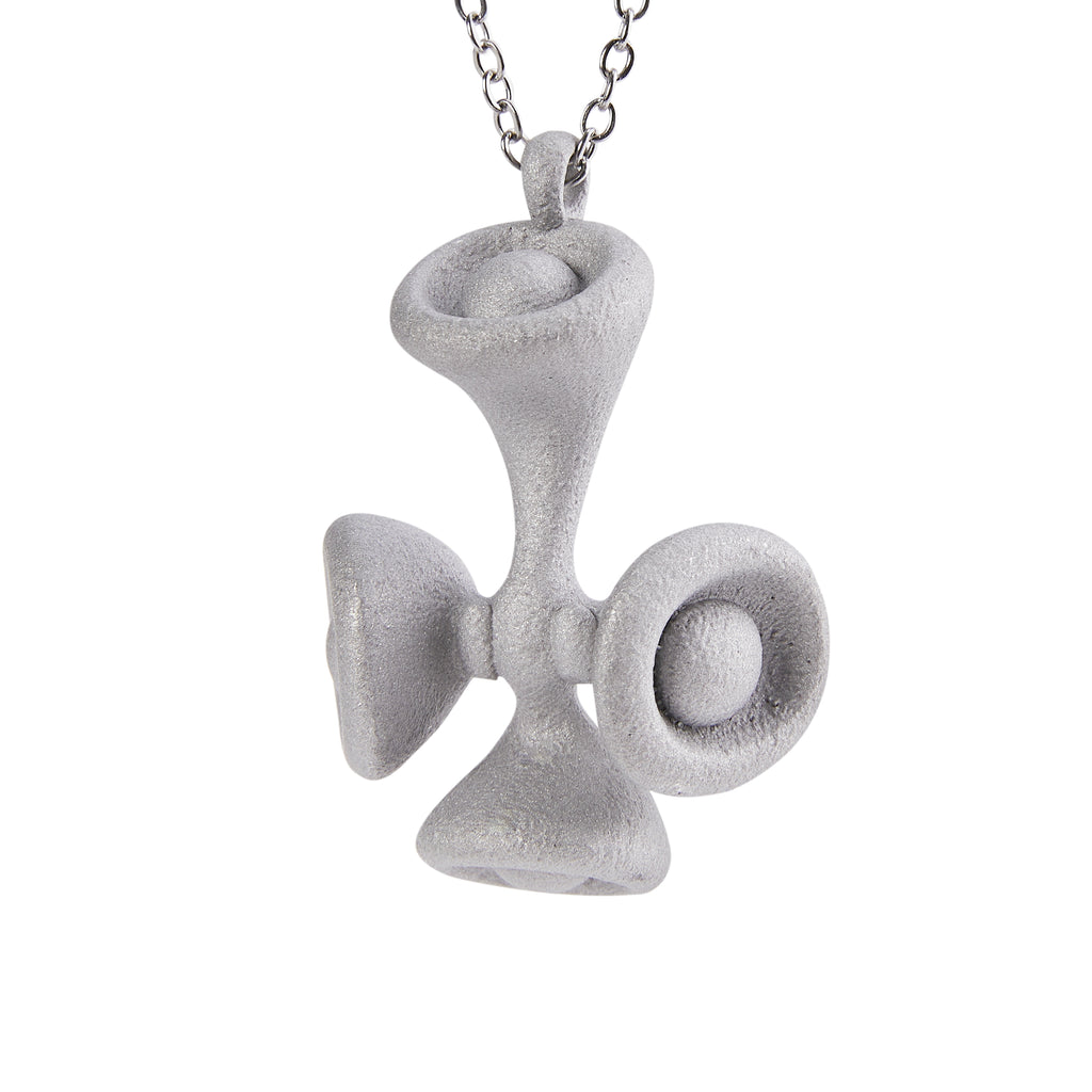 Stone Texture Cross Pendant – Grey Anodized Aluminum Necklace
